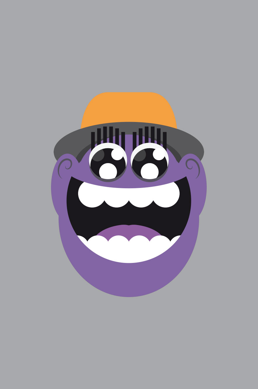 WeDesign illustration of laughing face in purple