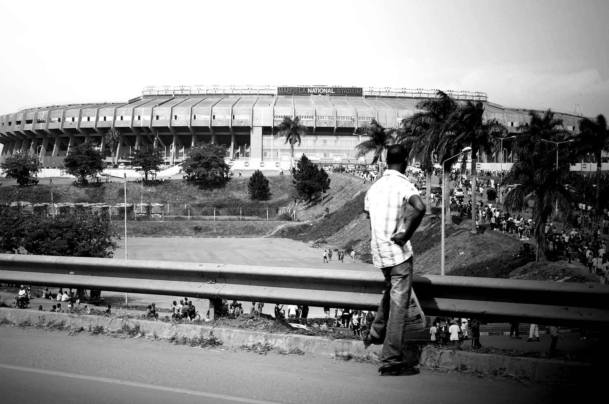 Mandela National Stadium, man looking out at the crowds